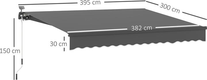 Produktbild Outsunny Klemmmarkise Aluminium, Polyester Grau (3 m)