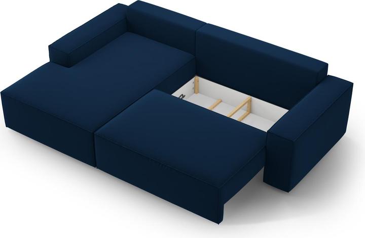 Actual product image Micadoni Velvet Left Corner Sofa With Bed Function And Box, "Jodie", 3 Seats, 246x151x86 Made in Europe (Corner sofa)