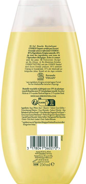 Actual product image N.A.E. Revitalizing Shower Gel, COSMOS Organic Certified & Vegan Shower Gel, with Bio Lemon & Bio Ma (250 ml)