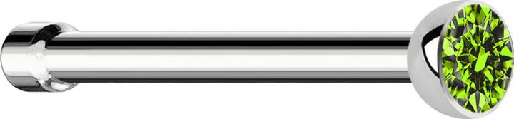 Star Piercing Nasenstecker gerade silber mit Kristall hellgrün (Chirurgenstahl 316L, ohne Messing)
