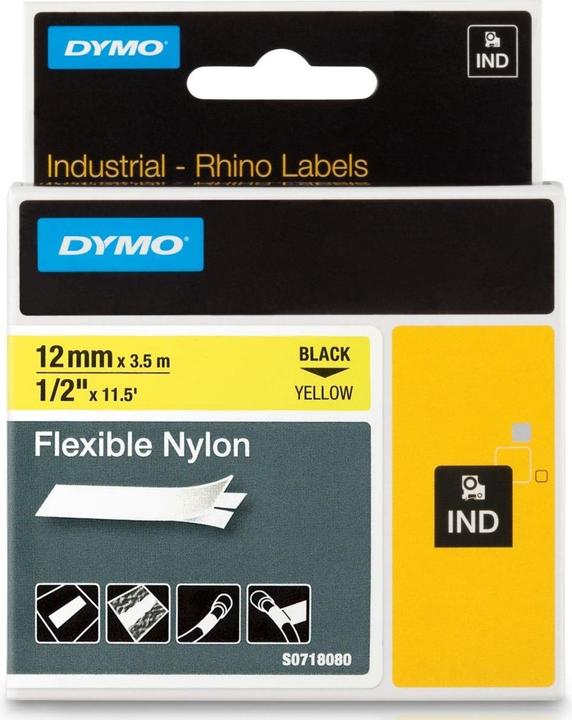 Produktbild Dymo 12mm Nylon Schriftband (1.20 cm, Gelb)