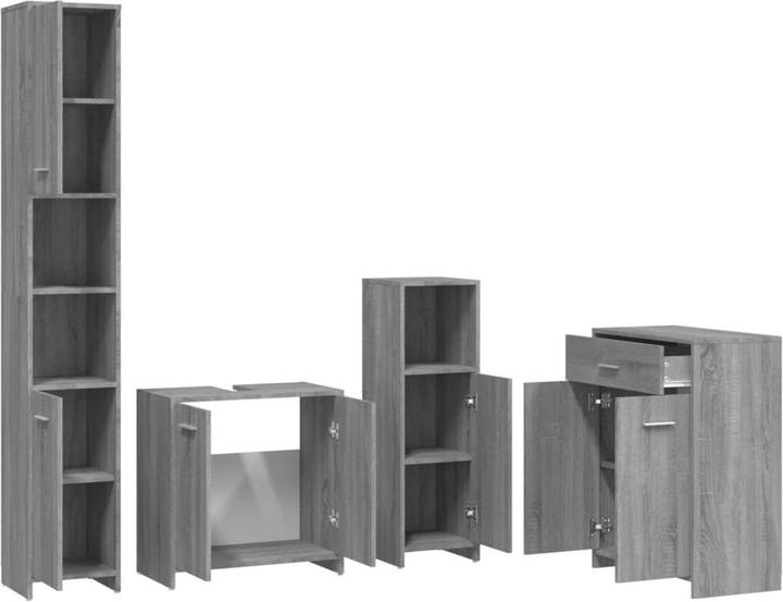 Produktbild VidaXL Badmöbel Set Badezimmermöbel Set Badezimmerschrank 4 tlg. Grau Sonoma