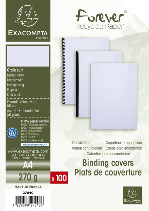 Produktbild Exacompta Einbanddeckel Evercover 270 g/m², 100 Stück, Weiss