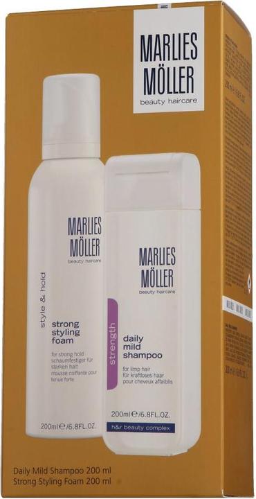 Actual product image Marlies Möller Strong Styling Foam and Daily mild Shampoo Set (Liquid shampoo)