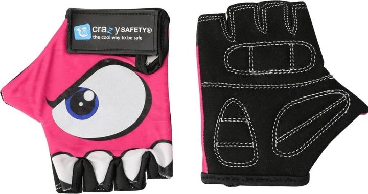 Immagine prodotto Crazy Safety Guanti da bici per bambini rosa con occhi riflettenti e palmi imbottiti - Rosa - Taglia S (S)
