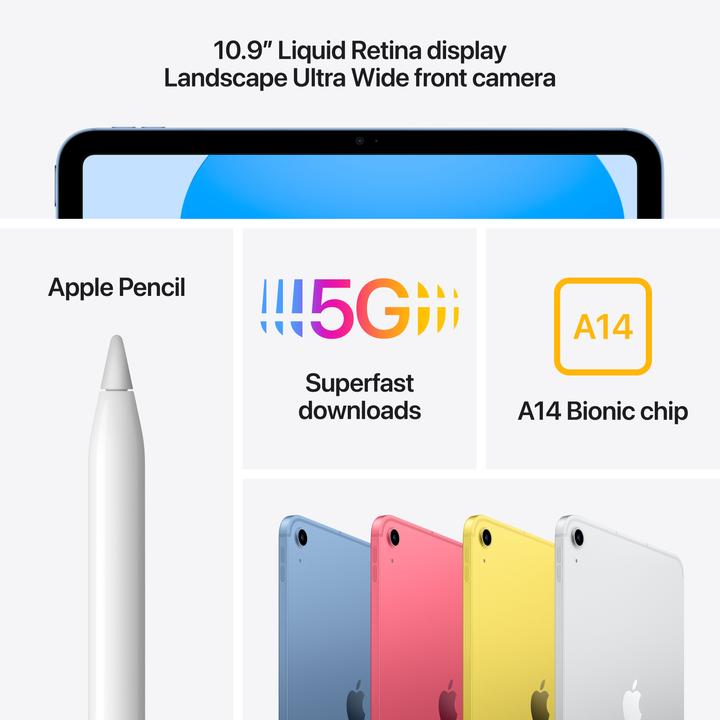 Image du produit Apple iPad 2022 (10. Gen) inkl. Poweradapter (5G, 10.90", 64 Go, Pink)