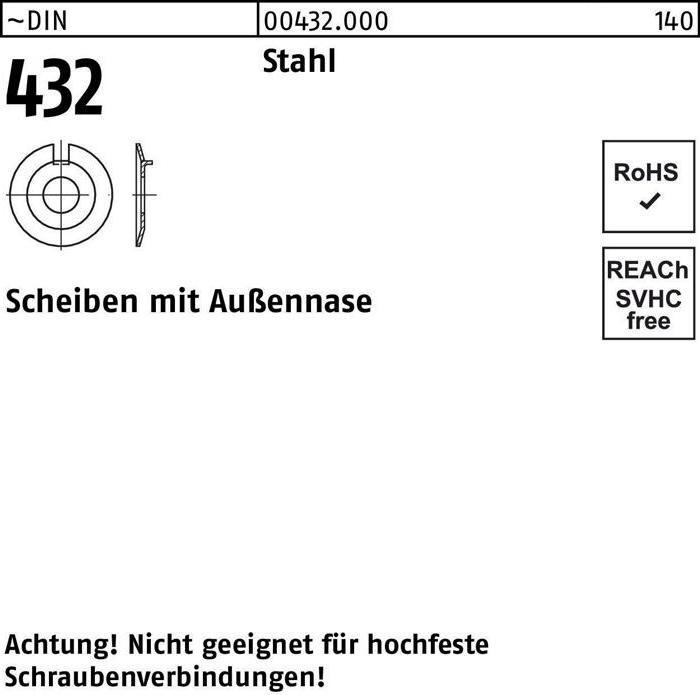 Produktbild Scheibe DIN 432 m.Aussennase 43 Stahl