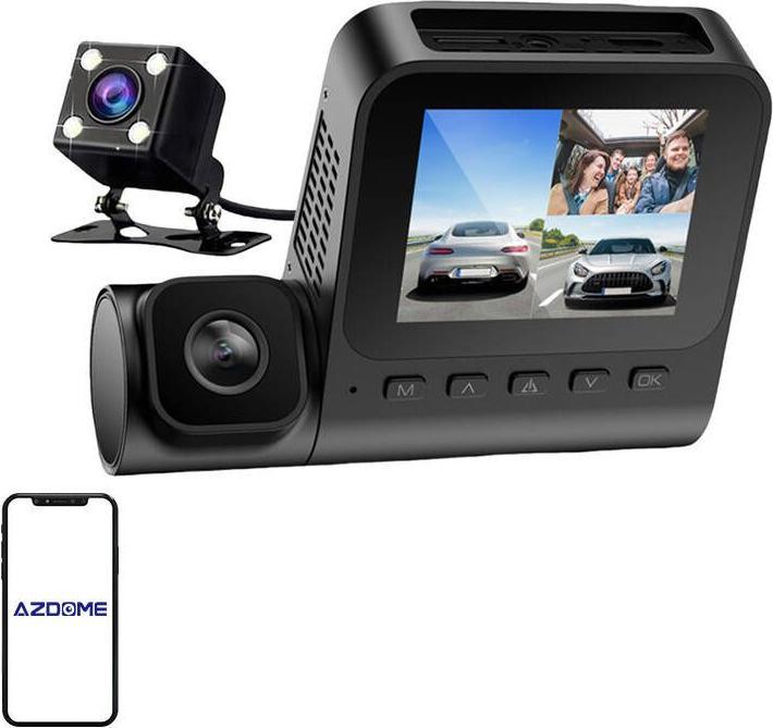 AZDome 1080p front camera, 1080p indoor camera and VGA rear camera V600-3CH, G-sensor (Versnellingssensor, Volledige HD)