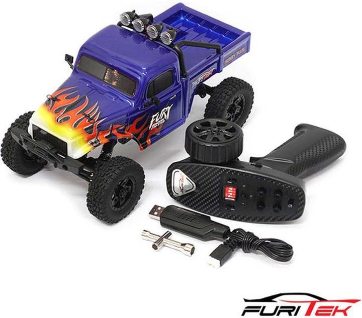 Actual product image Furitek Fx118 Fury Wagon Rtr Blue With Flames Brushless 1/18 Rc Crawler Kit (RTR Ready-to-Run)
