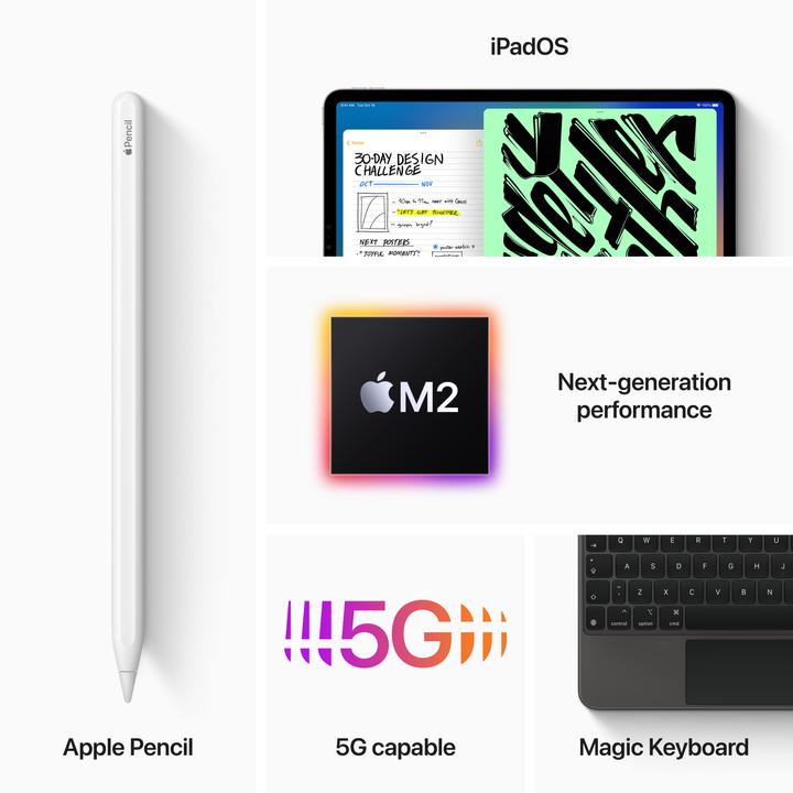 Immagine prodotto Apple iPad Pro 2022 (4. Gen) (5G, 11", 512 GB, Grigio siderale)