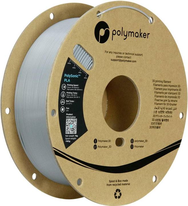 Produktbild Polymaker PolySonic High Speed PLA (PLA, 1.75 mm, 1000 g, Grau)