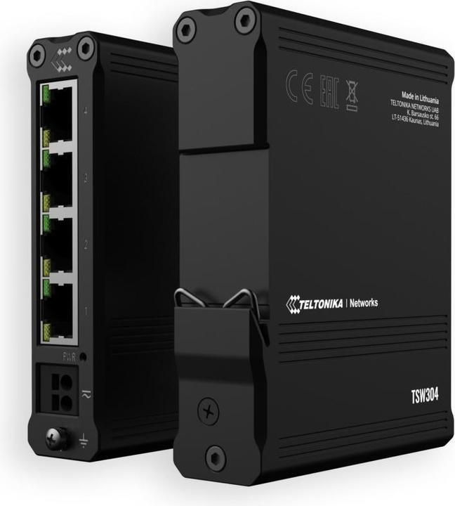Actual product image Teltonika TSW304 4 Port Gigabit Industrial Unmanaged Switch DIN RAIL (4 Ports)