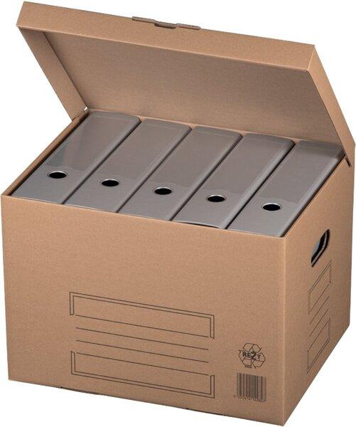 Actual product image Smartboxpro Archive folding box, brown, automatic base, hinged lid, labelling fields, stackable, internal