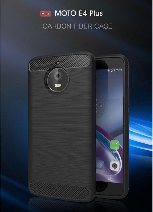 Produktbild König Design Motorola Moto E4 Plus TPU Case Carbon Fiber Optik Brushed Schutz Hülle Blau Neu (Motorola Moto E4 Plus)