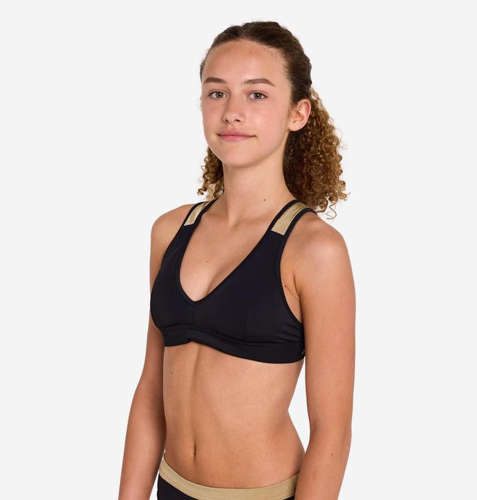 Image du produit Olaian Haut de maillot de bain triangle surf Fille - 900 Lily noir et or (140)