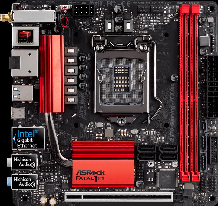 Produktbild AsRock Fatal1ty Z270 Gaming-ITX (LGA 1151, Intel Z270, Mini-ITX, mATX)