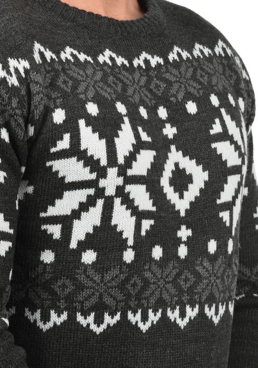 Image du produit Solid Norwig Pull En Grosse Maille Pull-Over Tricot Pour Homme Avec Encolure Rond (L)