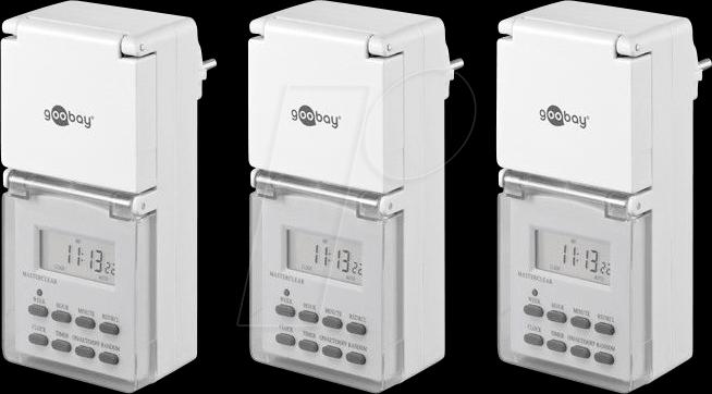 Immagine prodotto Goobay Timer digitale IP44, 3 pezzi, bianco