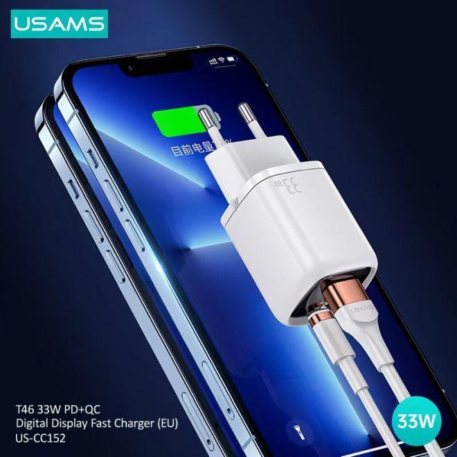 Immagine prodotto Usams Caricabatterie rapido con display digitale da 33W QC + PD (33 W)