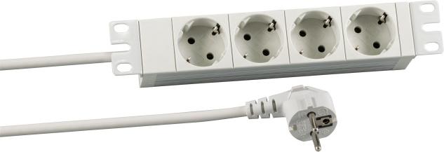 Produktbild Kopp 1HE Steckdosenleiste 4xCEE 7/3 RAL 7035 (4 x, CEE 7/7, 2 m)