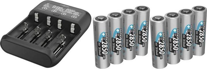 Ansmann Ladegerät inkl. 8 Digital NiMH Akku Mignon 2650mAh (AA, 2650 mAh, Ladegerät inkl. Akku)