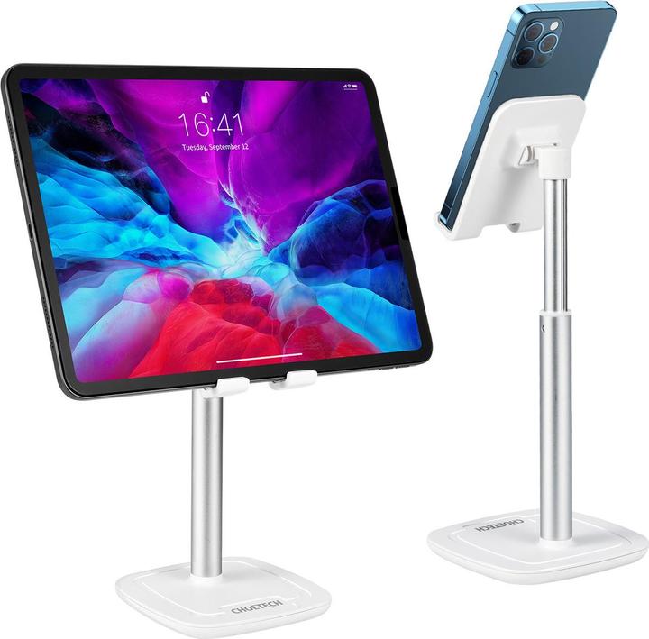Produktbild Choetech H035 Aluminiumständer für ein Telefon oder Tablet mit Anpassung – Weiss und Silber