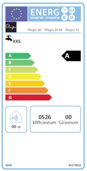 Energie-Label Plieger Keukenboiler - Close-in - Koperen ketel - 15 liter -2000 Watt