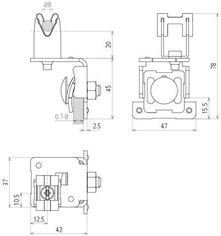 Actual product image Dehn Roof cable holder NIRO f. Sheet metal roofs 223031