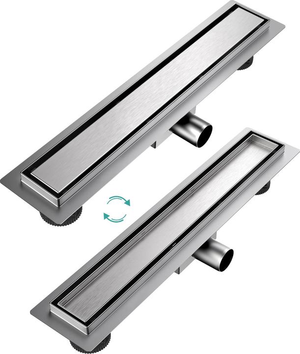 Emke Duschrinne Edelstahl, Bodenablauf Komplettset Siphon mit Geruchsstop, Haarsieb, 500cm (500 mm)