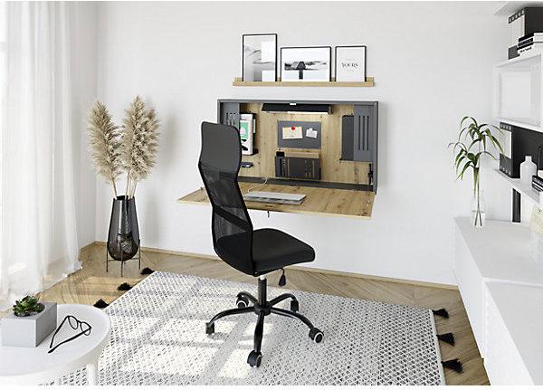 Actual product image Hammerbacher Mini-Office wall-mounted desk, HxWxD 650 x 1200 x 260 mm, white / white.