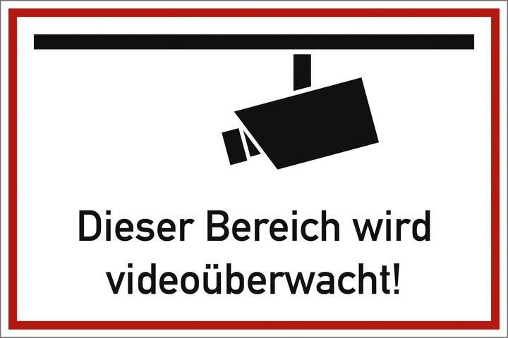 Produktbild HP Autozubehör Hinweiszeichen Videoüberwacht L300xB200 mm weiss schwarz Folie