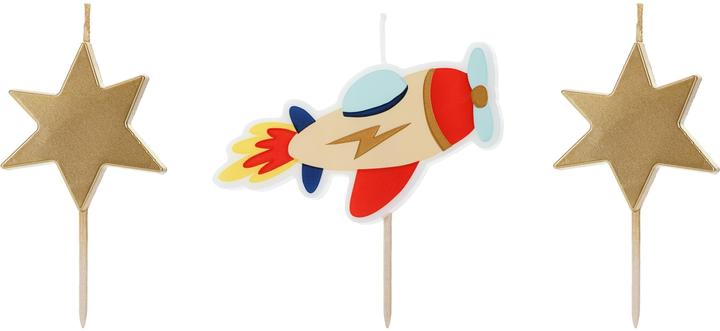 Produktbild Partydeco Kerze Flugzeug 3 Stück, Detailfarbe: Mehrfarbig