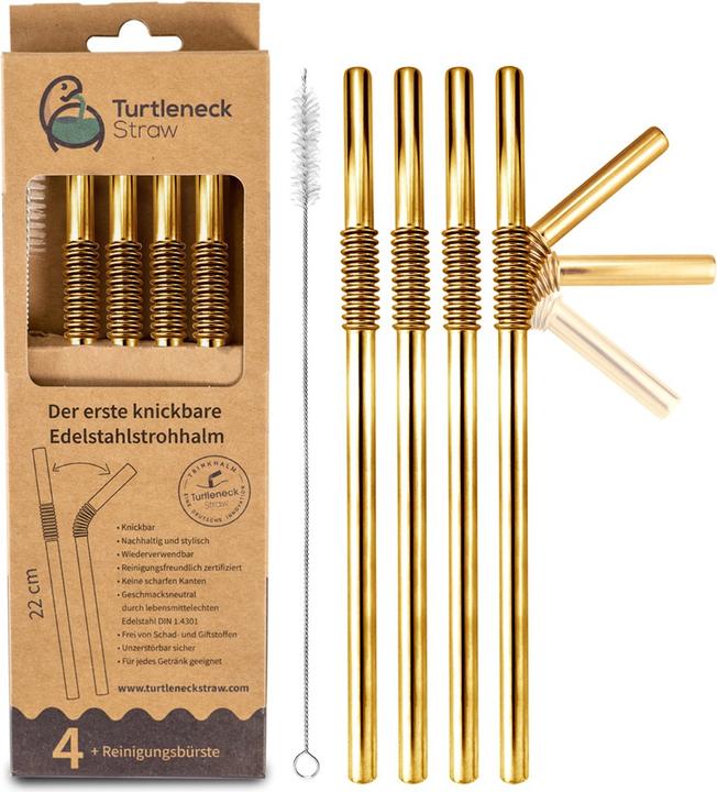 Actual product image Turtleneck Straw Bendable stainless steel drinking straws (4 x)