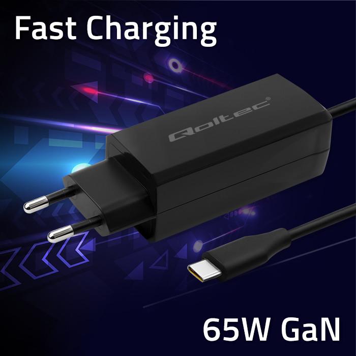 Produktbild Qoltec 52419 65 W GaN Super-Schnellladegerät | 5–20 V | 3–3 25 A | USB-C 3.1 (65 W)