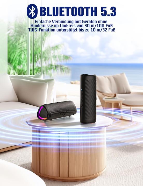 Image du produit Uohhboe Tragbarer Bluetooth-Lautsprecher (24 h, Fonctionnement sur batterie)
