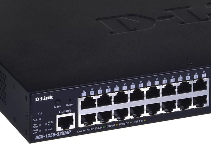 Produktbild D-Link DGS-1250-52XMP Gigabit Switch PoE 52-Port Smart Managed PoE+ 4x 10G (52 Ports)