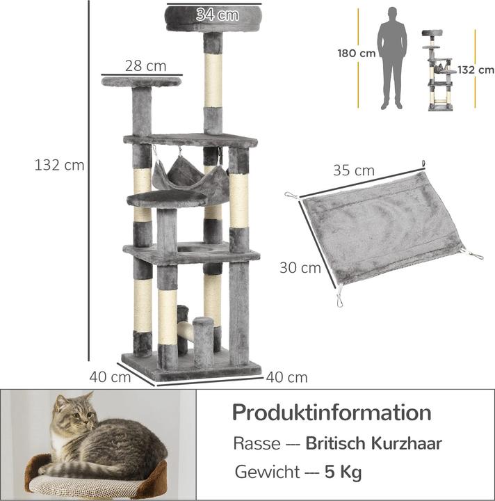 Produktbild Jamb Katzenbaum (132 cm, Grau)