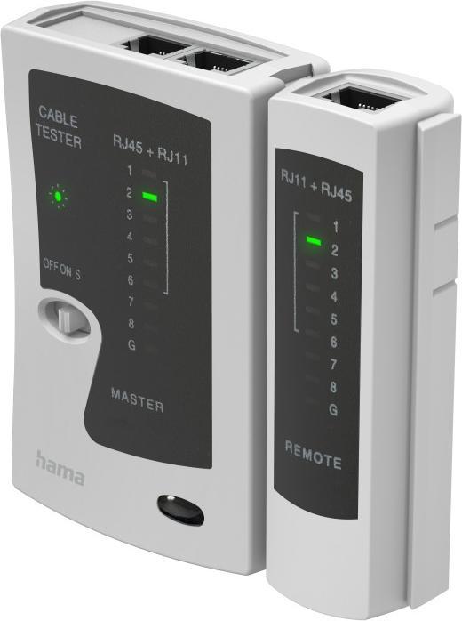 Produktbild Hama Netzwerkkabel-Tester, Leitungsprüfgerät für 8p8c (RJ45), 6p6c oder 6p4c (Messleitung)