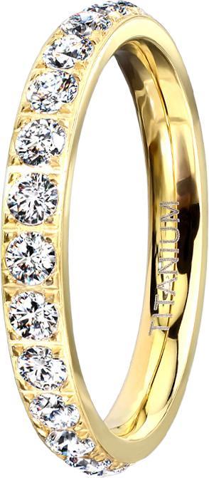 Star Piercing Ring vergoldet mit Kristallen (Chirurgenstahl 316L, ohne Messing)