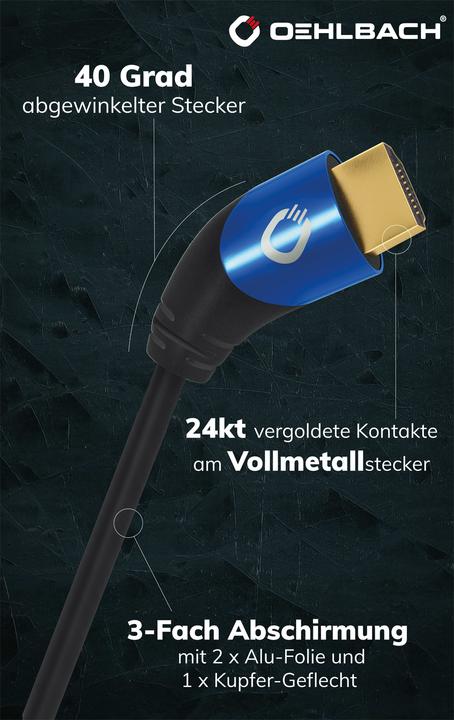 Produktbild Oehlbach HDMI AV Anschlusskabel (1x HDMI-Stecker - 1x HDMI-Stecker) 1 m Schwarz (1 m, HDMI)