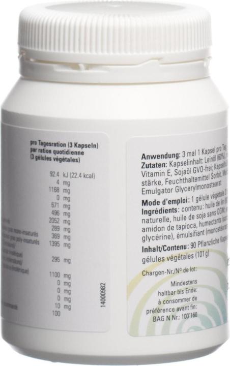 Nutritional values and ingredients Allsan Linseed oil (90 Piece, Capsules, 140 g)