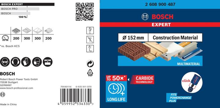 Produktbild Bosch Professional Zubehör EXPERT Construction Material Lochsäge, 152 x 60 mm (152 Millimeter)