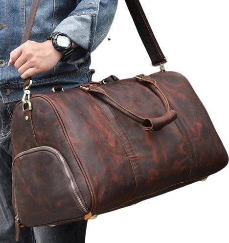 Immagine prodotto Only-Bags.Store Borsone in pelle pieno fiore con scomparto per le scarpe, borsa da viaggio da uomo, borsa per il