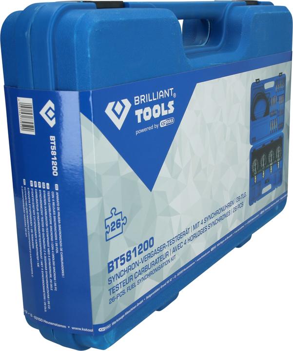 Produktbild Brilliant Tools Synchron-Vergaser-Testgerät | mit 4 Synchronuhren | 26-tlg.