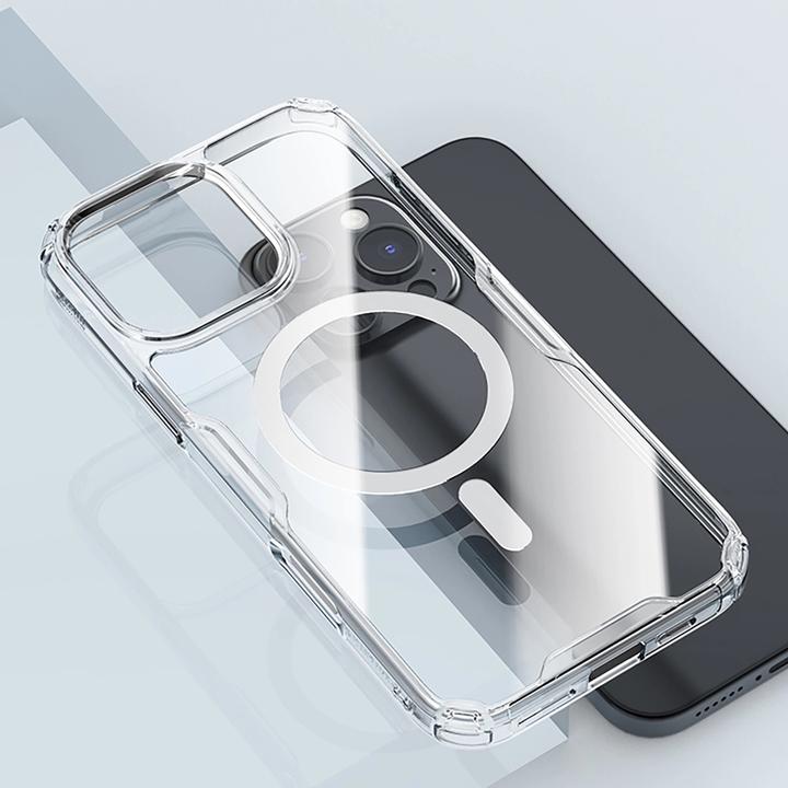 Actual product image Nillkin Nature Pro Magnetic Case with MagSafe for iPhone 16 Pro - Transparent&White (Apple iPhone 16 Pro)