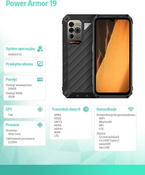 Actual product image Ulefone Power Armor 19 (256 GB, Black, 6.58", Dual SIM, 108 Mpx, 5G)