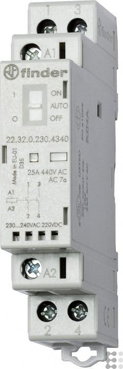 Finder Installation contactor 22 series, 25 A 22.32.0.230.4340 2 NO contacts (30/110/220 V) 25/5/1 A