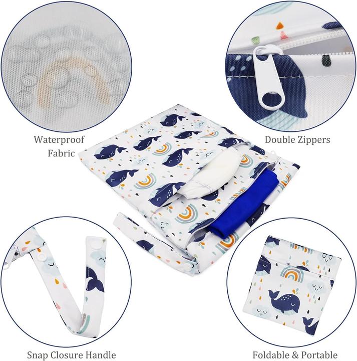 Actual product image ASMI 3 pieces wetbag nappy bag set 30x36cm + 28x30cm + 20x24cm
