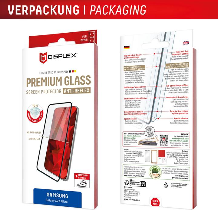 Image du produit Displex Premium Glass, Full Cover Anti-Reflex Panzerglas (1 pièce(s), Samsung Galaxy S24 Ultra)