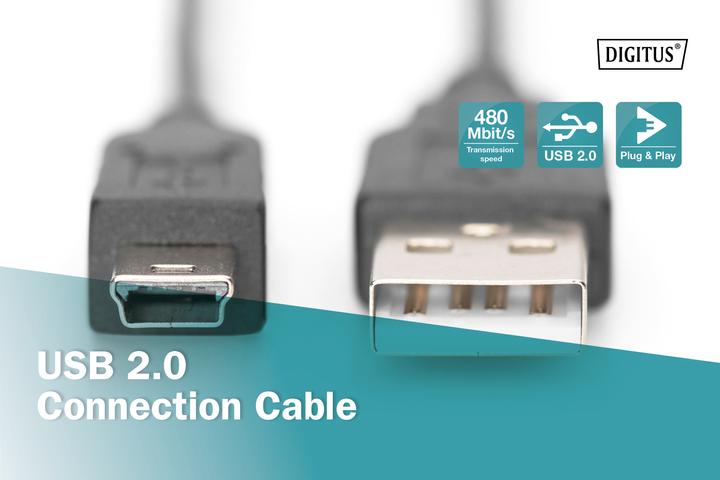 Image du produit Digitus Câble de connexion USB 2.0 (1.80 m, USB 2.0, 2.50 W)